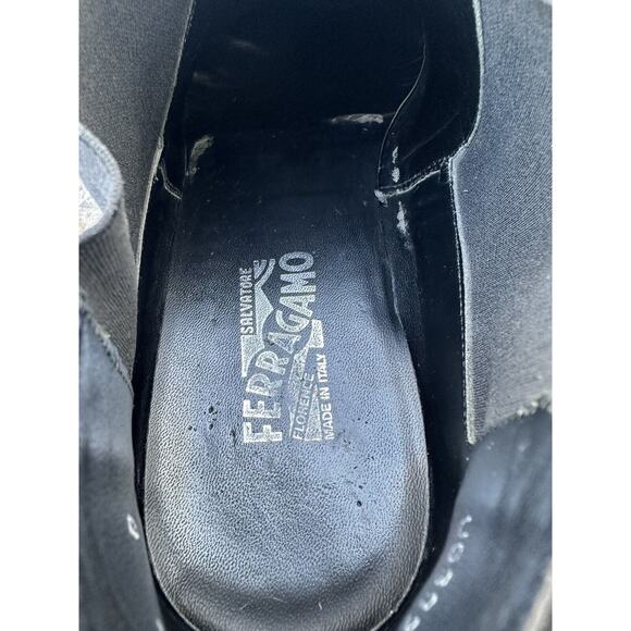 Salvatore Ferragamo Santo Chelsea Ankle Boots Black Glossy Leather Slip On 13D main image 5